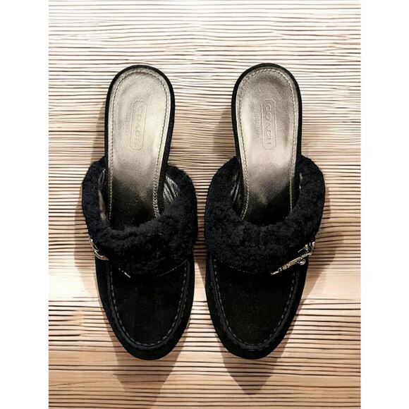 Coach A3611 Idyle Suede & Shearling Mules Size 7.5M - Picture 4 of 7